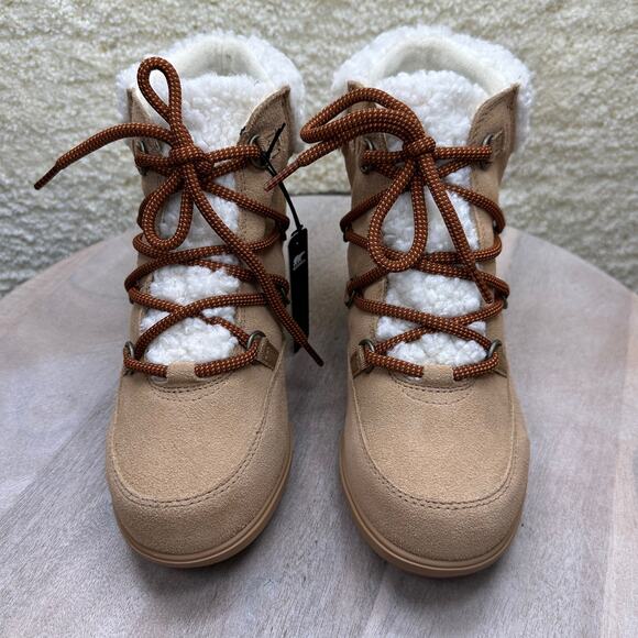 Sorel Evie Womens Size 9.5 Cozy Lace Up Boots Suede Taupe Winter Waterproof Boot - Picture 3 of 11